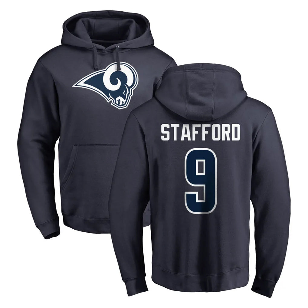 LA.Rams #9 Matthew Stafford Player Navy Pullover Hoodie Limited Game Ldoa Stitched Jerseys