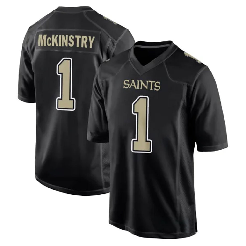 NO.Saints #1 Kool-Aid McKinstry Player Black Carbon Fashion Home Game Ldoa Stitched Jerseys