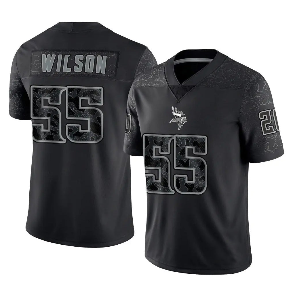 M.Vikings #55 Eric Wilson Player Black Reflective LImited Home Game Ldoa Stitched Jerseys