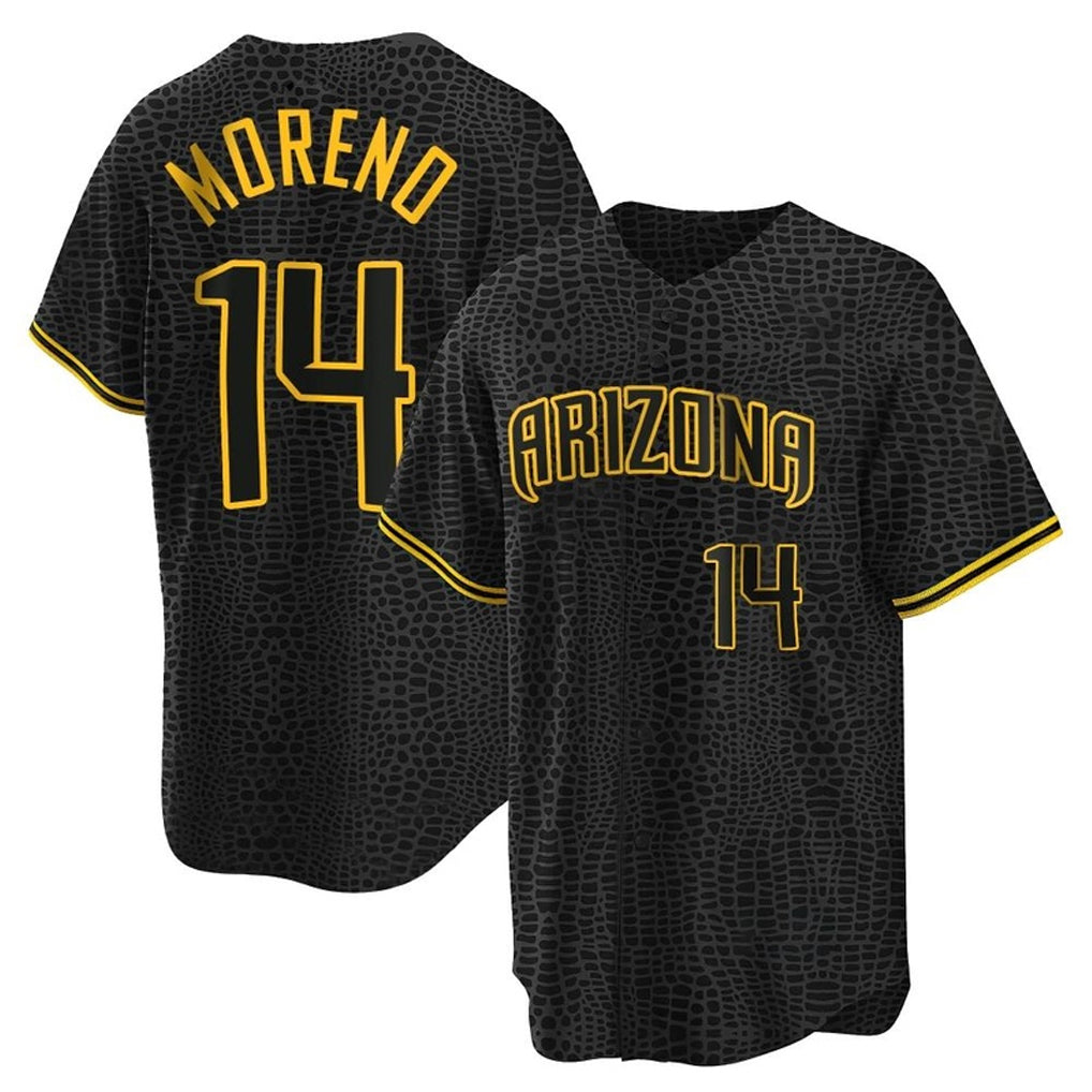 A.Diamondbacks #14 Gabriel Moreno Player Black Snake Skin City Home Game Ldoa Stitched Jerseys