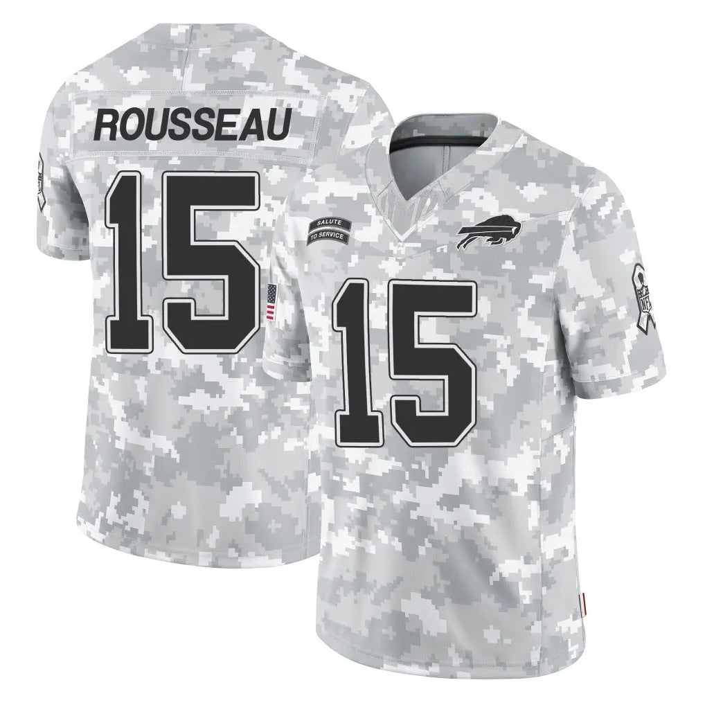 B.Bills #15 Greg Rousseau Player Arctic Camo Salute to Service Limited Game Xdoa Stitched Jerseys