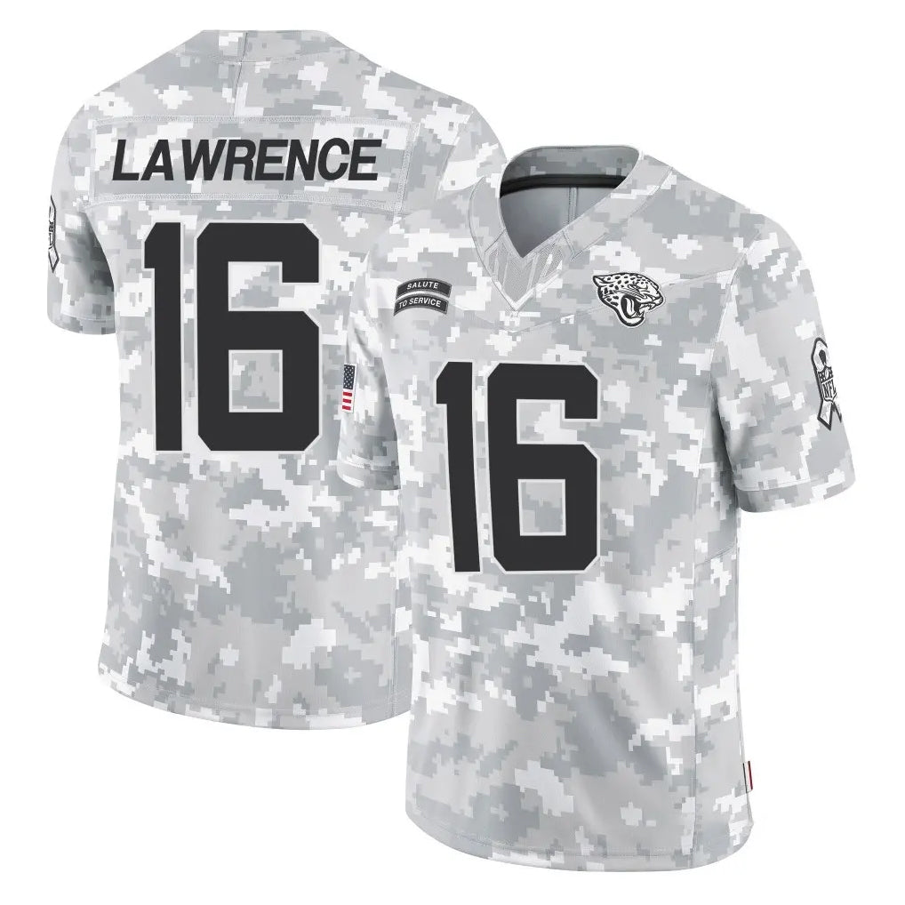 J.Jaguars #16 Trevor Lawrence Player Arctic Camo Salute To Service Limited Game Ldoa Stitched Jerseys