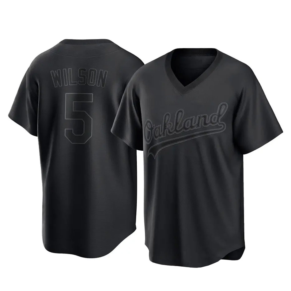 Athletics #5 Jacob Wilson Player Black Pitch Fashion T-shirt Home Game Ldoa Stitched Jerseys