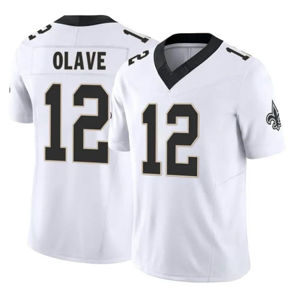 NO.Saints #12 Chris Olave Player White Limited Vapor F.U.S.E. Home Game Ldoa Stitched Jerseys