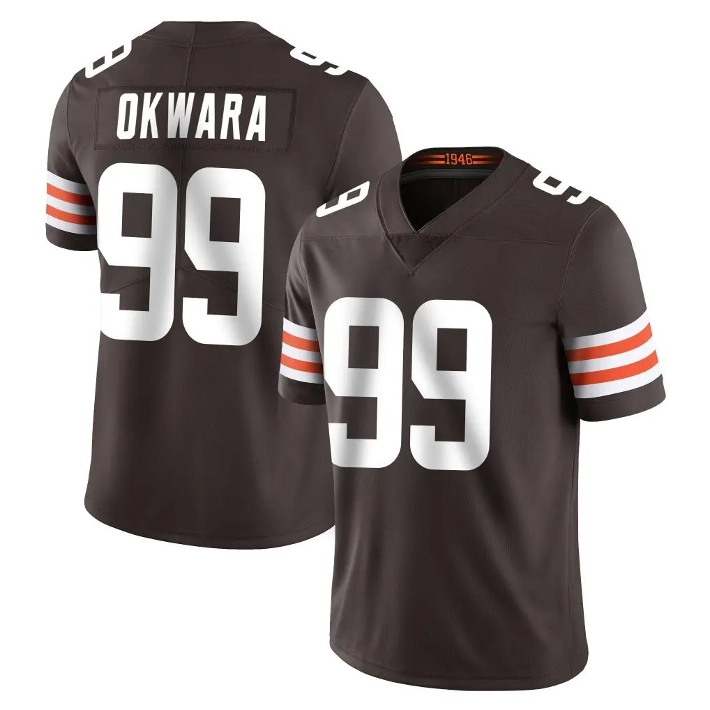 C.Browns #99 Julian Okwara Player Brown Color Vapor Untouchable Limited Home Game Ldoa Stitched Jerseys