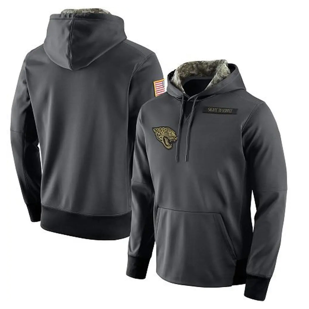 J.Jaguars #1 Montaric Brown Player Gray Salute to Service Hoodies Limited Game Ldoa Stitched Jerseys