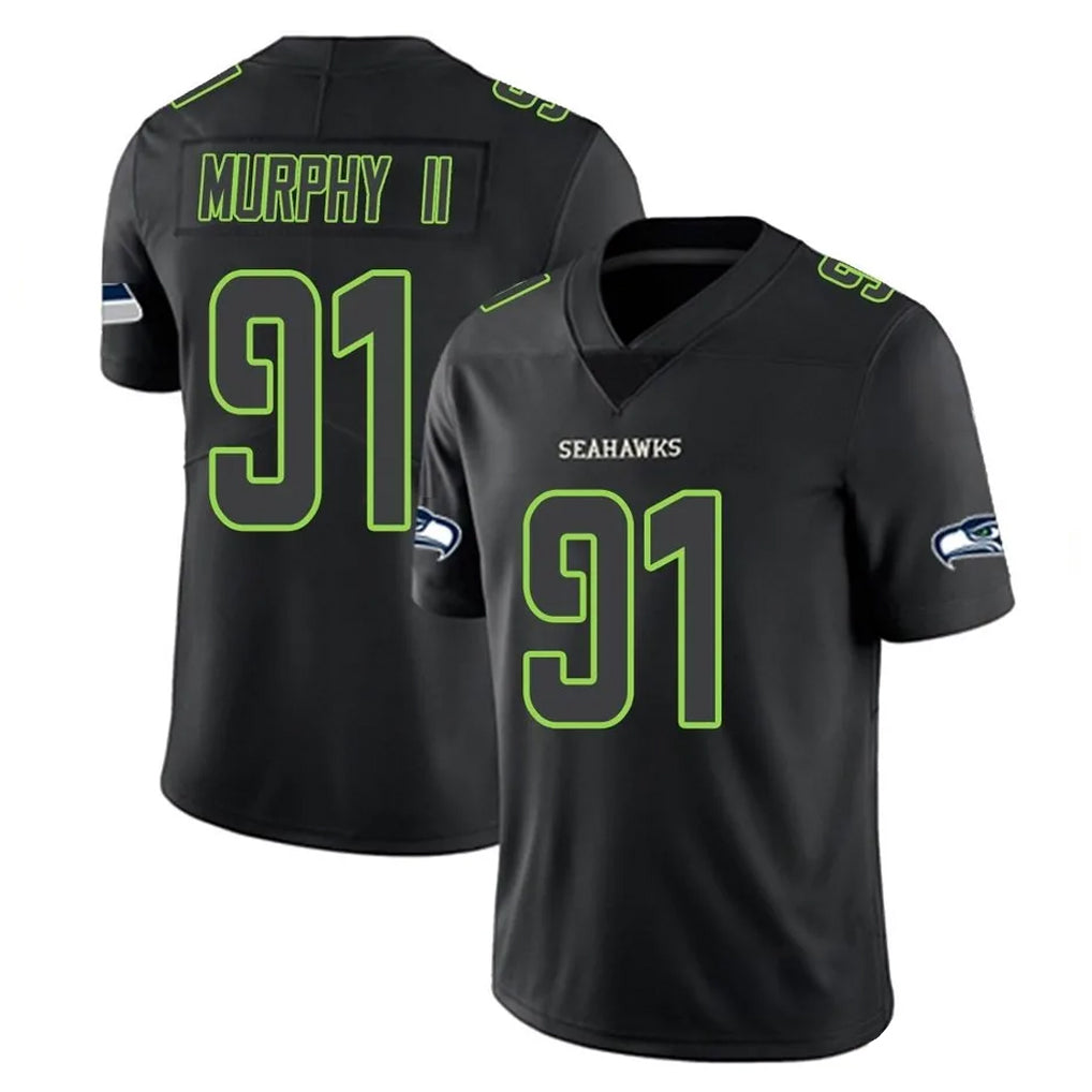 S.Seahawks #91 Byron Murphy II Player Black Impact Limited Home Game Ldoa Stitched Jerseys