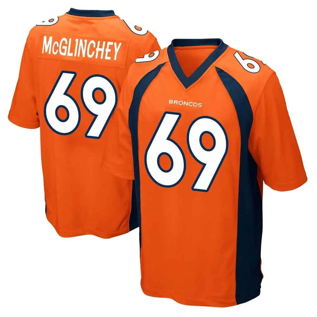 D.Broncos #69 Mike McGlinchey Player Orange Color Home Game Ldoa Stitched Jerseys