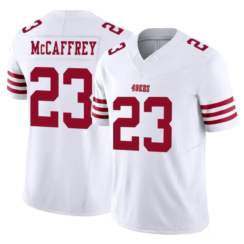 SF.49ers #23 Christian McCaffrey Player White Limited Vapor F.U.S.E. Home Game Ldoa Stitched Jerseys
