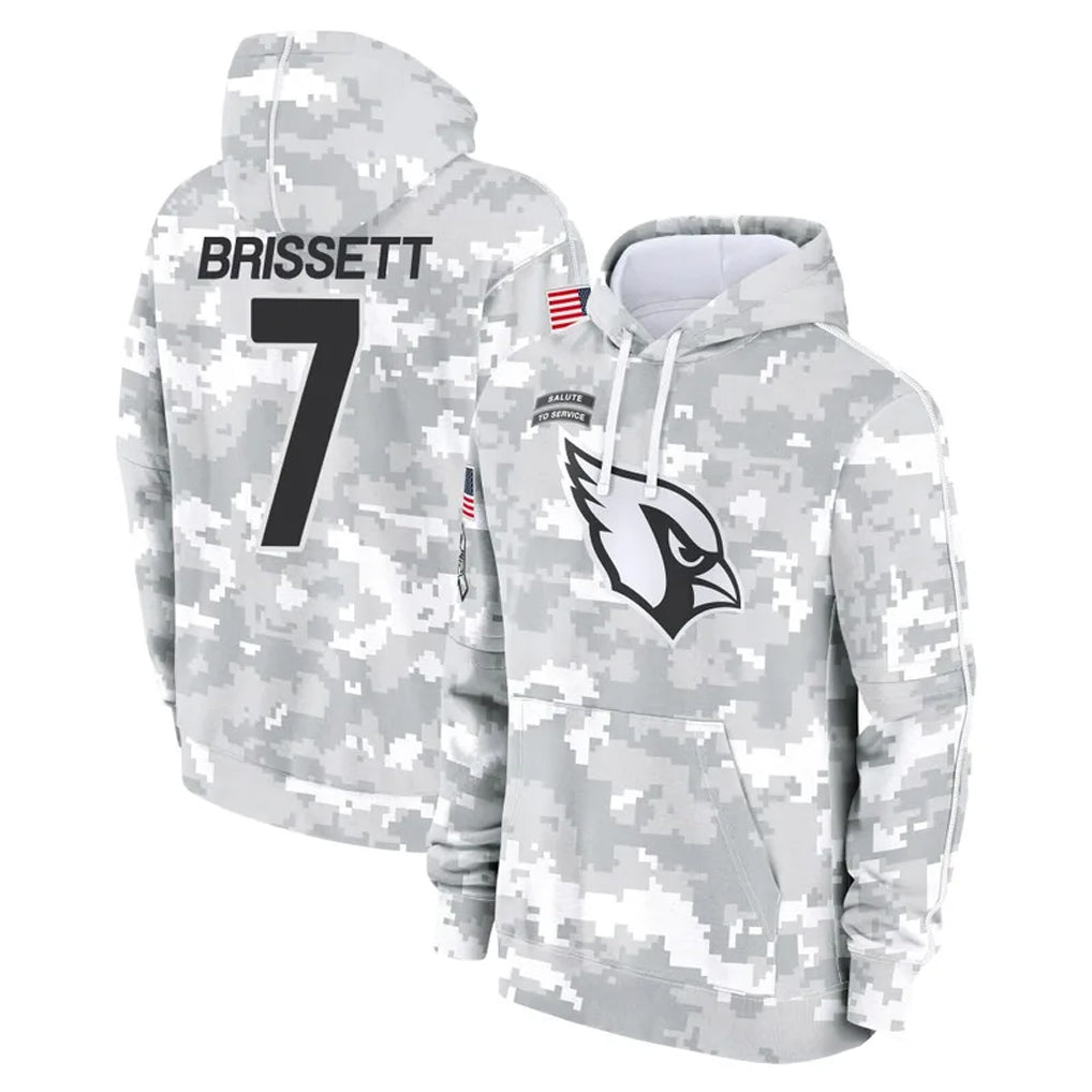 A.Cardinals #7 Jacoby Brissett Player Arctic Camo Limited Salute to Service Pullover Hoodies Game Stitched Jerseys