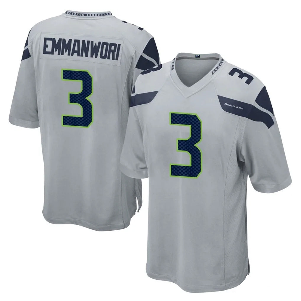 S.Seahawks #3 Nick Emmanwori Player Gray Home Game Ldoa Stitched Jerseys