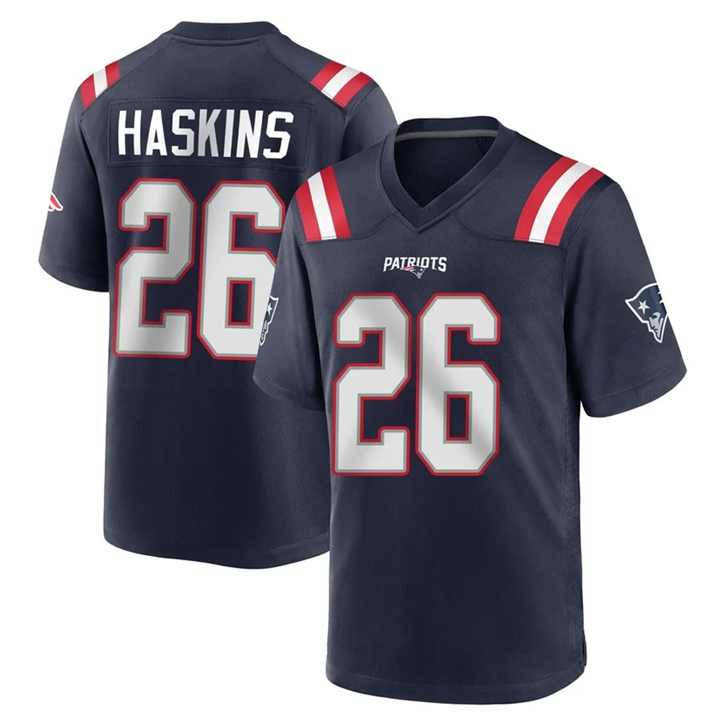 NE.Patriots #26 Hassan Haskins Navy Home Game Ldoa Stitched Jerseys