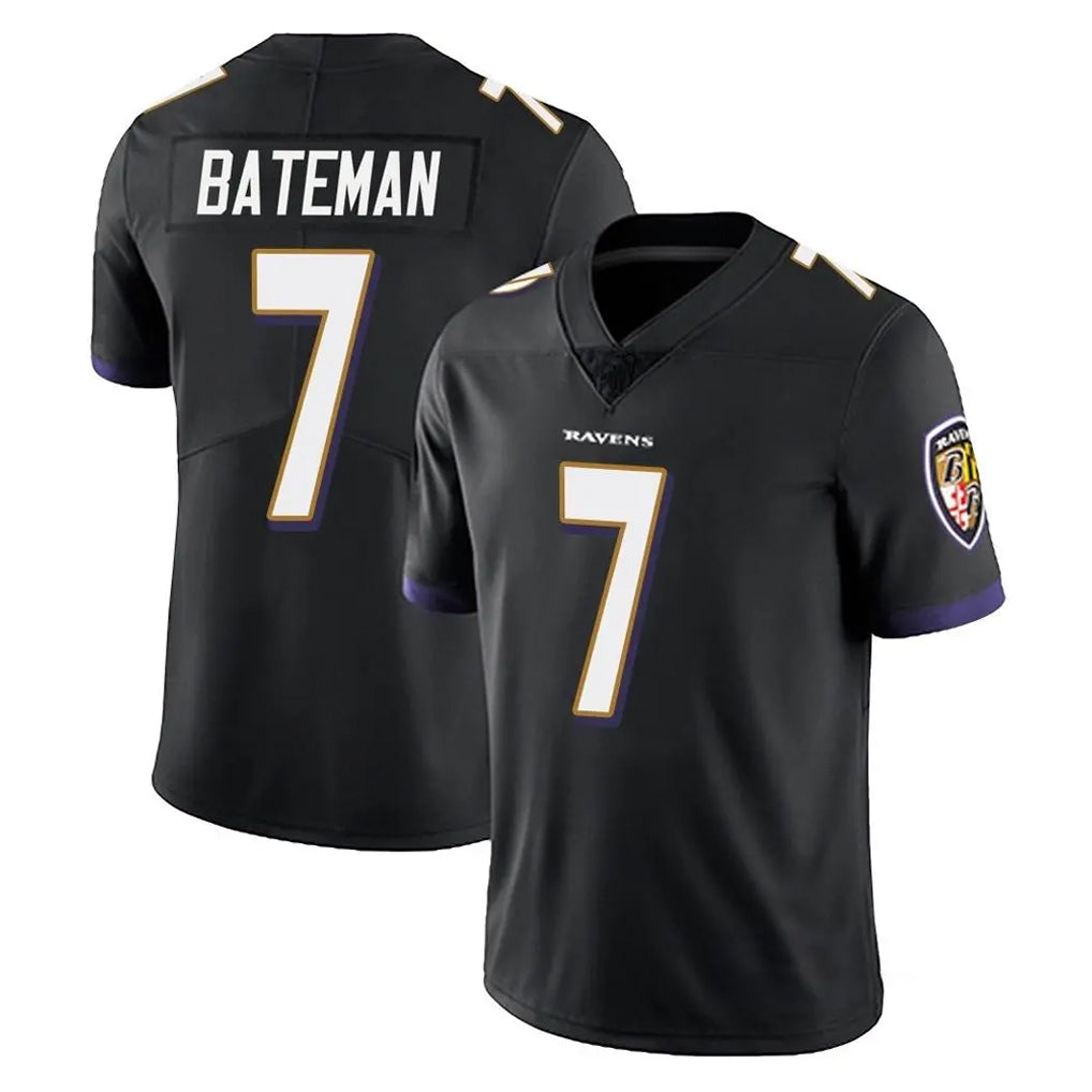 B.Ravens #7 Rashod Bateman Player Black Vapor Untouchable Limited Home Game Ldoa Stitched Jerseys