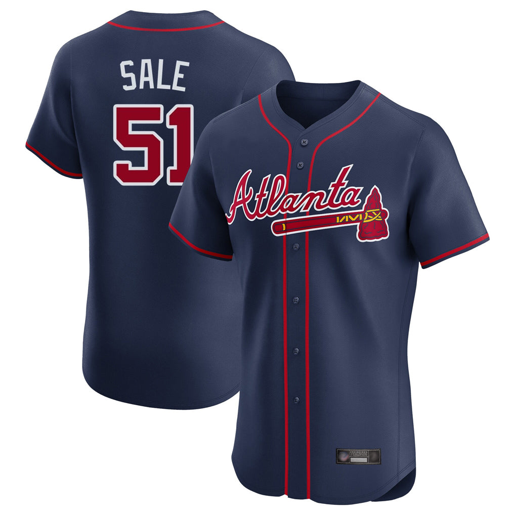 A.Braves #51 Chris Sale Player Navy Limited Elite Home Game Ldoa Stitched Jerseys
