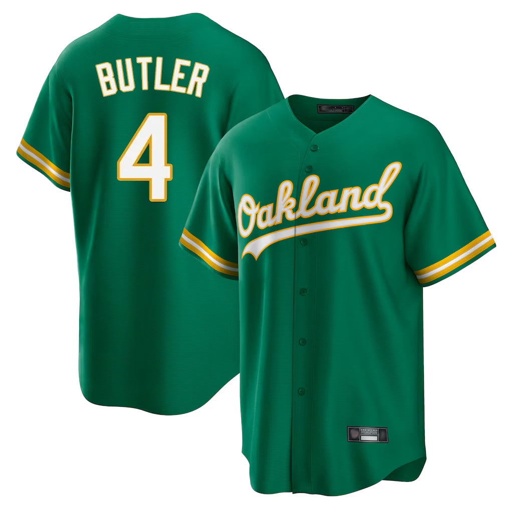Athletics #4 Lawrence Butler Player Kelly Green Home Game Ldoa Stitched Jerseys