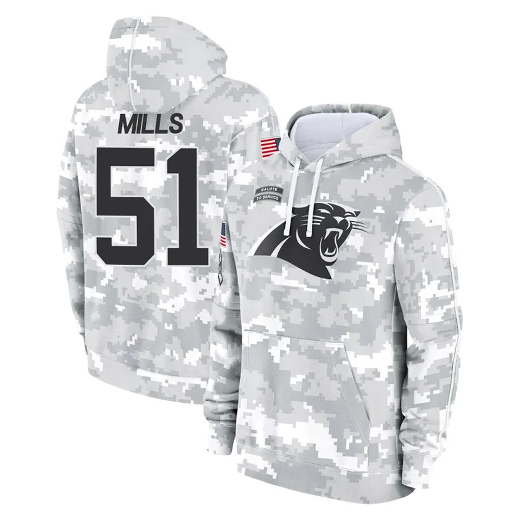 C.Panthers #51 Sam Mills Player Arctic Camo Salute to Service Pullover Hoodies Limited Game Ldoa Stitched Jerseys