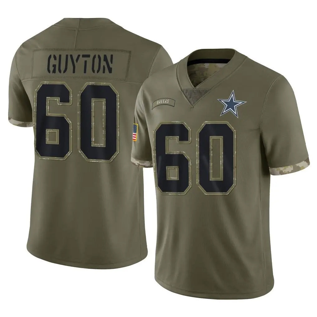 D.Cowboys #60 Tyler Guyton Player Olive Salute to Service Limited Game Kdoa Stitched Jerseys