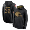 C.Browns #32 Jim Brown Player Black Salute to Service Pullover Hoodies Limited Ldoa Stitched Jerseys