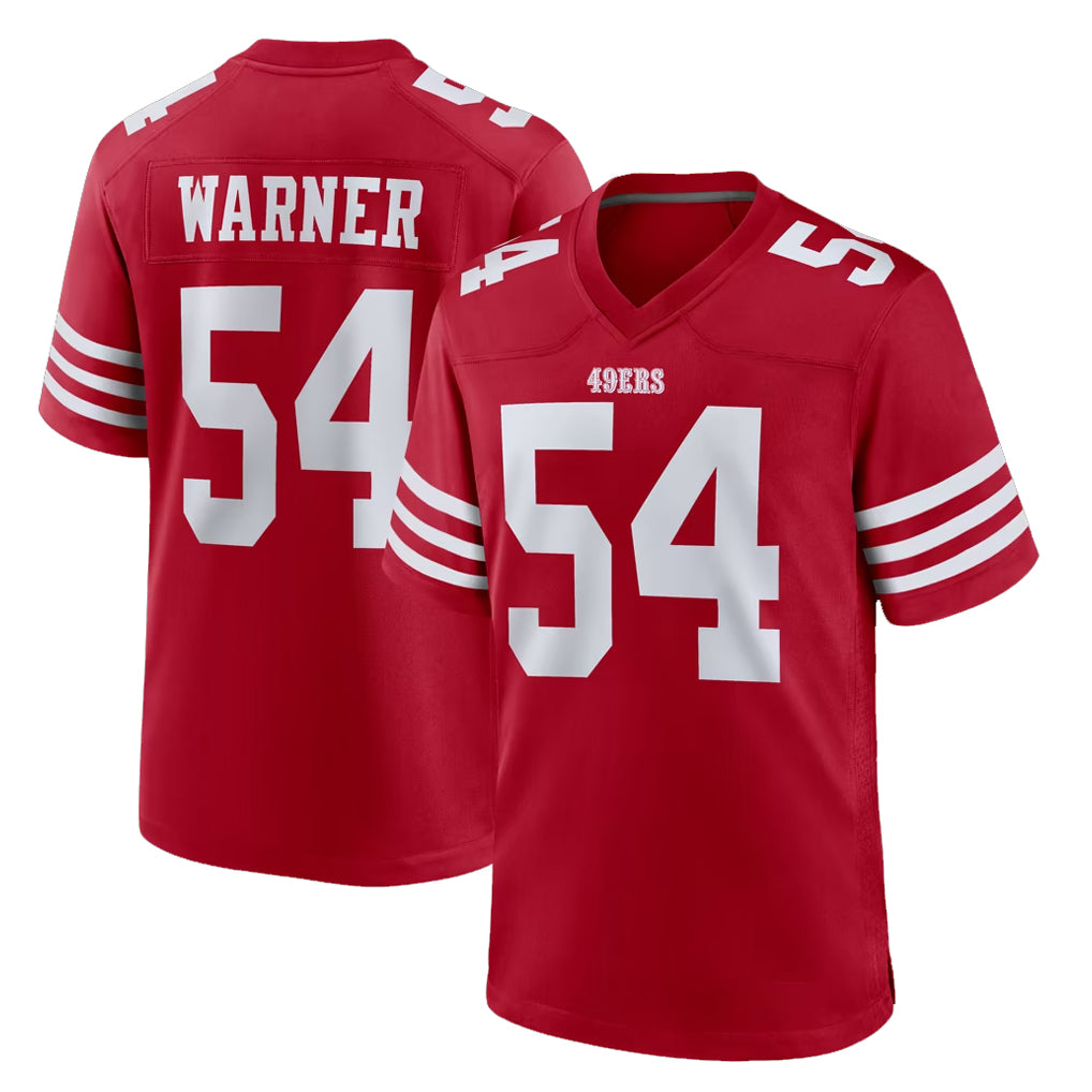 SF.49ers #54 Fred Warner Player Red Game Home Ldoa Stitched Jerseys