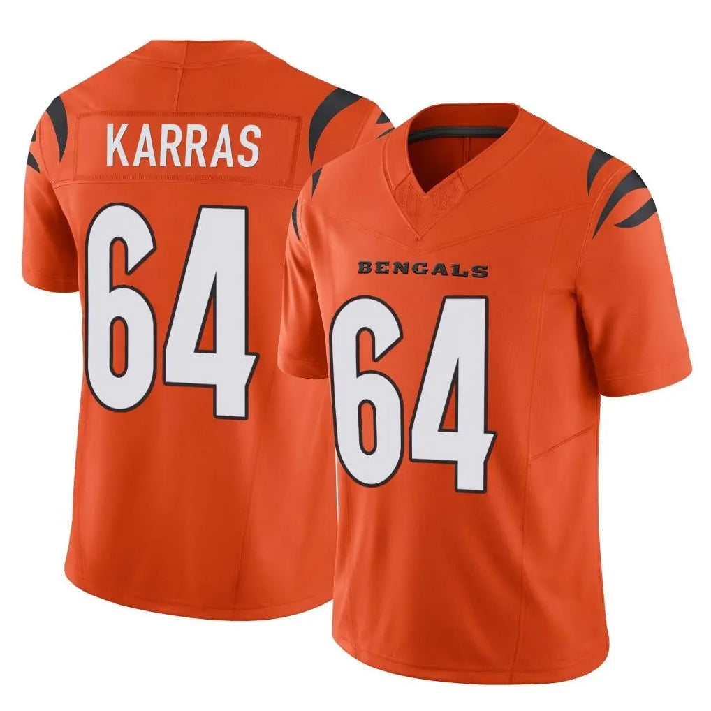 C.Bengals #64 Ted Karras Player Orange Vapor F.U.S.E. Limited Home Game Ldoa Stitched Jerseys
