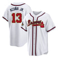 A.Braves #13 Ronald Acuna Jr Player White Gold Home Game Ldoa Stitched Jerseys