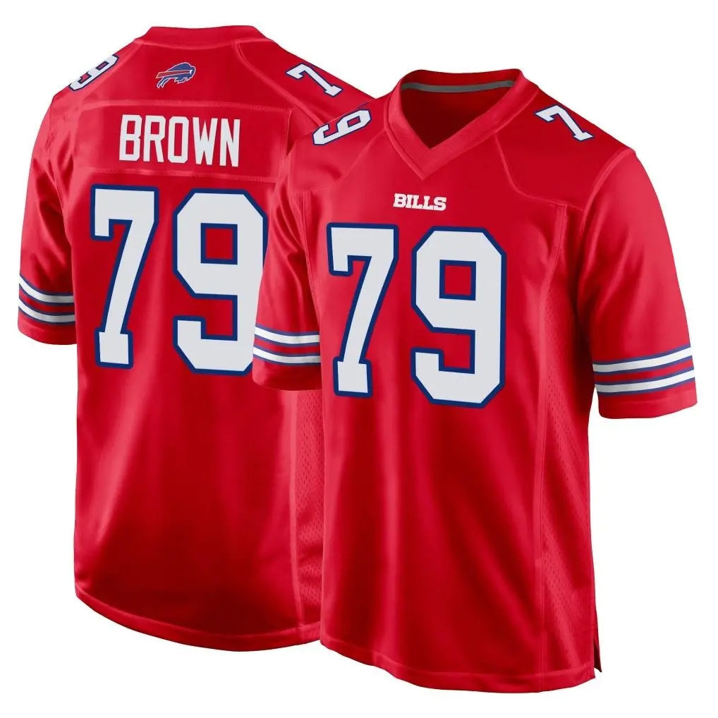 B.Bills #79 Spencer Brown Player Red Home Game Xdoa Stitched Jerseys