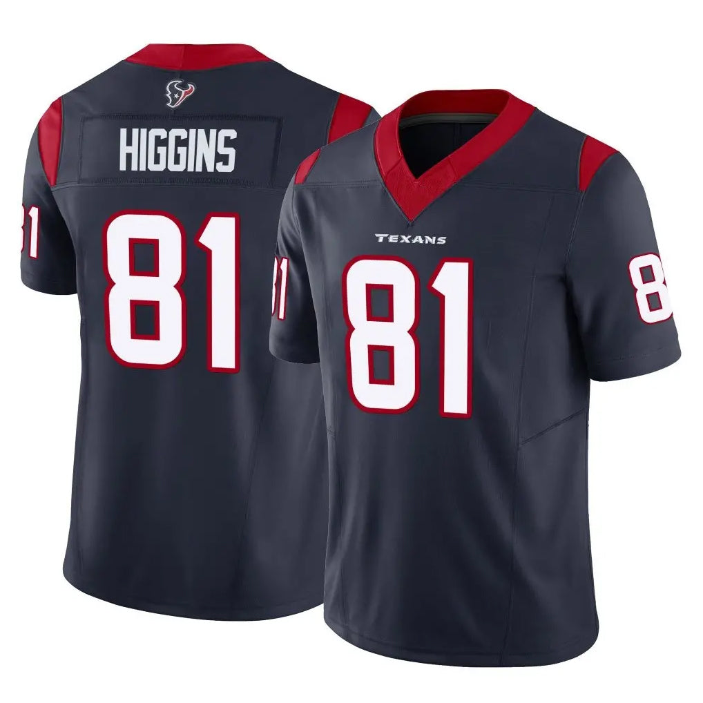 H.Texans #81 Jayden Higgins Player Navy Limited Vapor F.U.S.E. Home Game Ldoa Stitched Jerseys