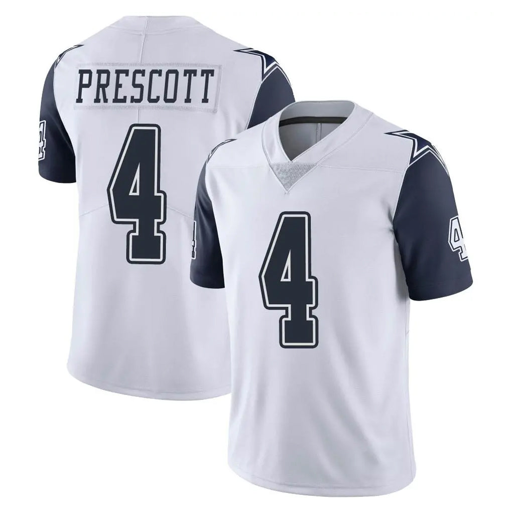 D.Cowboys #4 Dak Prescott Player White-Navy Limited Color Rush Vapor Untouchable Home Game Ldoa Stitched Jerseys