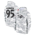 B.Ravens #95 Tavius Robinson Player Arctic Camo Salute to Service Pullover Hoodie Ldoa Stitched Jerseys