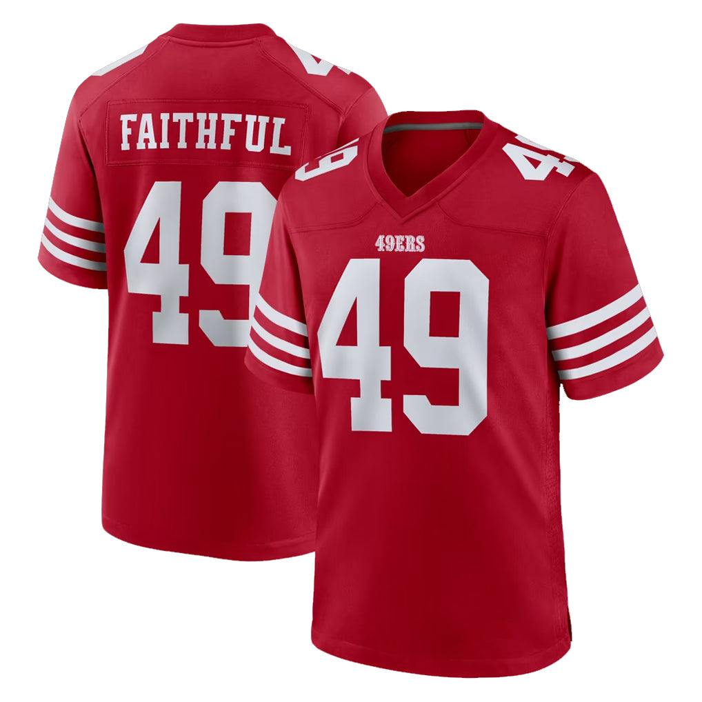 SF.49ers #49 The Faithful Player Red Game Home Ldoa Stitched Jerseys