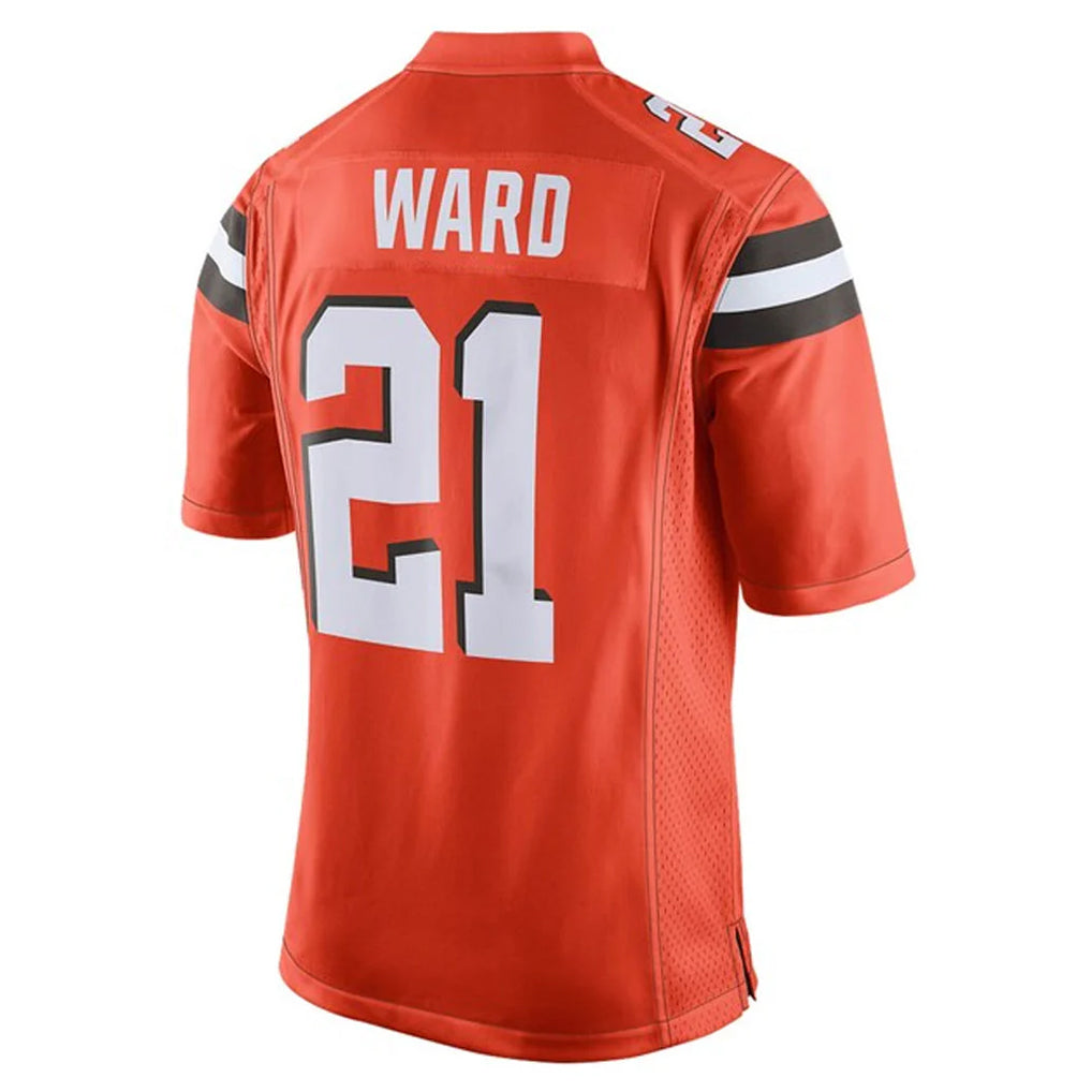 C.Browns #21 Denzel Ward Player Orange Vapor Limited Home Game Ldoa Stitched Jerseys