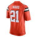 C.Browns #21 Denzel Ward Player Orange Vapor Limited Home Game Ldoa Stitched Jerseys