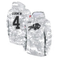 B.Bills #4 James Cook III Player Arctic Camo Salute to Service Hoodies Game Ldoa Stitched Jerseys
