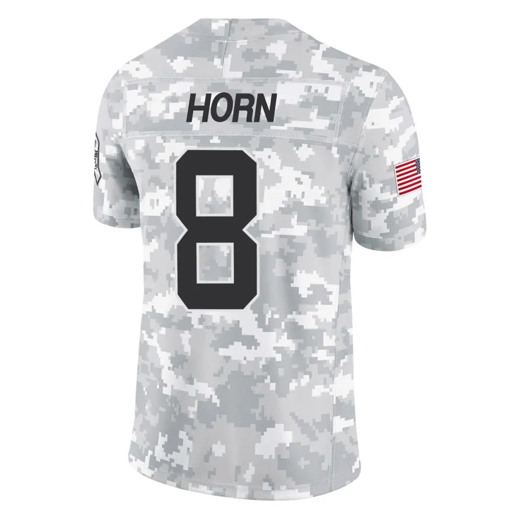 C.Panthers #8 Jaycee Horn Player Arctic Camo Salute to Service Limited Game Ldoa Stitched Jerseys