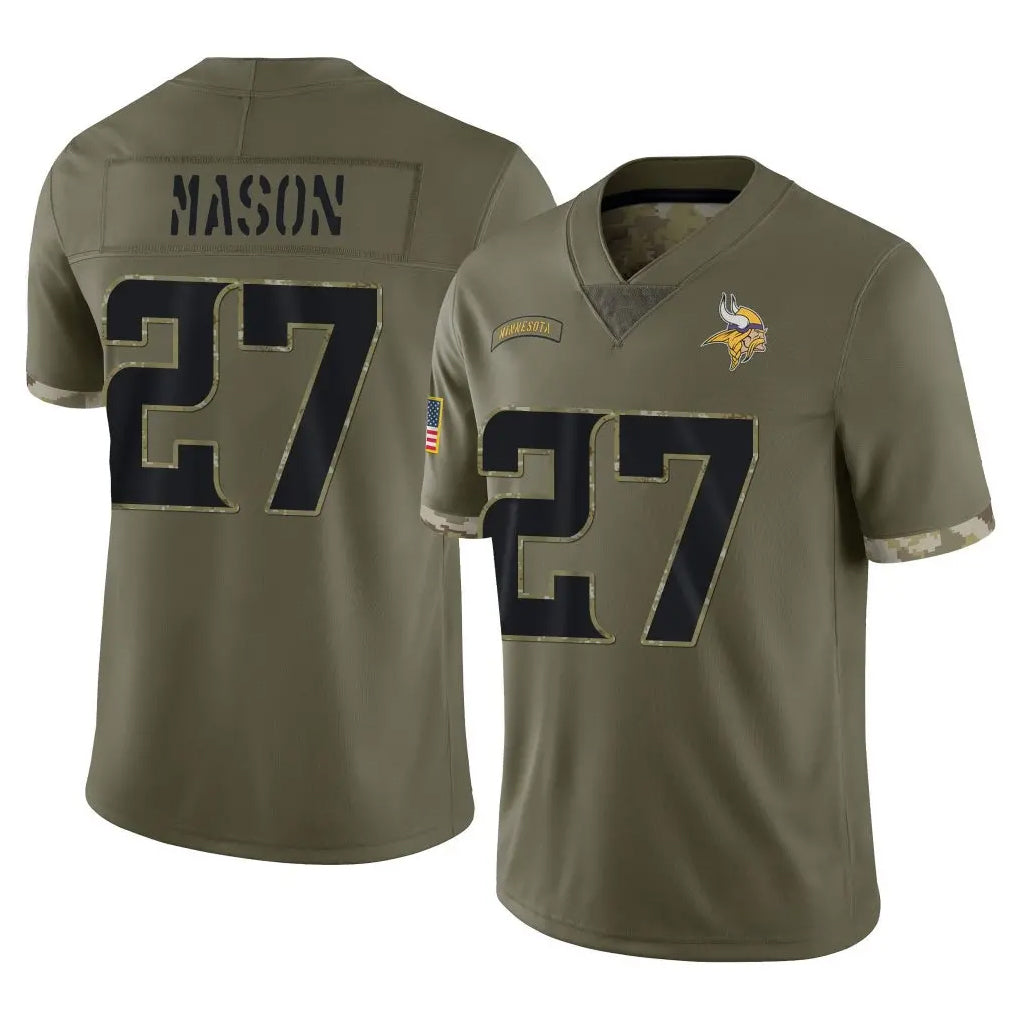 M.Vikings #27 Jordan Mason Player Olive Salute To Service Limited Ldoa Stitched Jerseys
