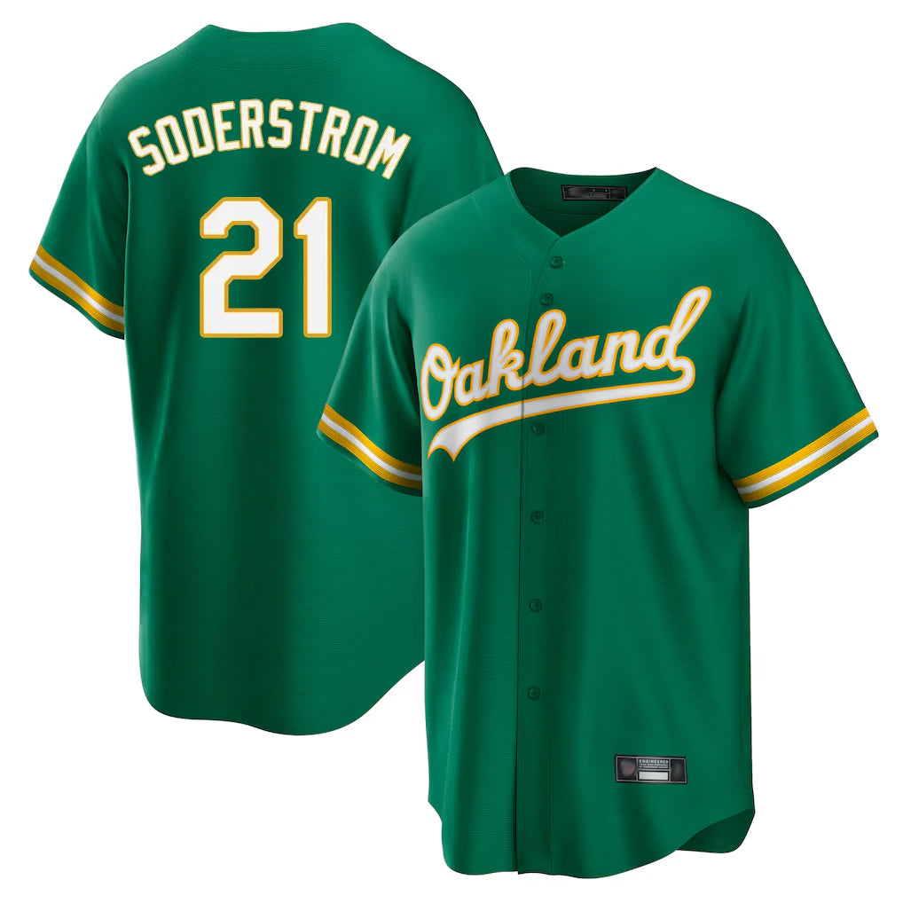 Athletics #21 Tyler Soderstrom Player Kelly Green Home Game Ldoa Stitched Jerseys