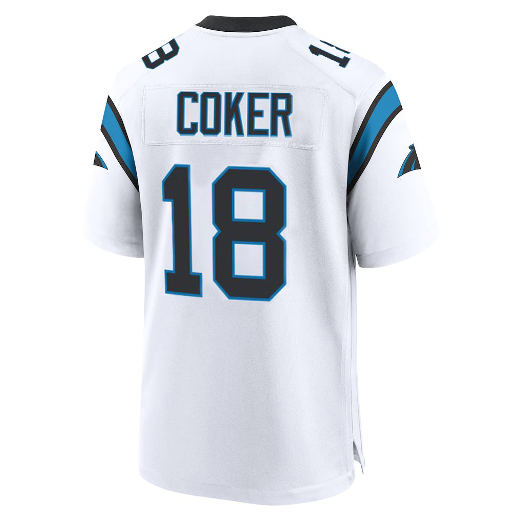 C.Panthers #18 Jalen Coker Player White Home Game Ldoa Stitched Jerseys