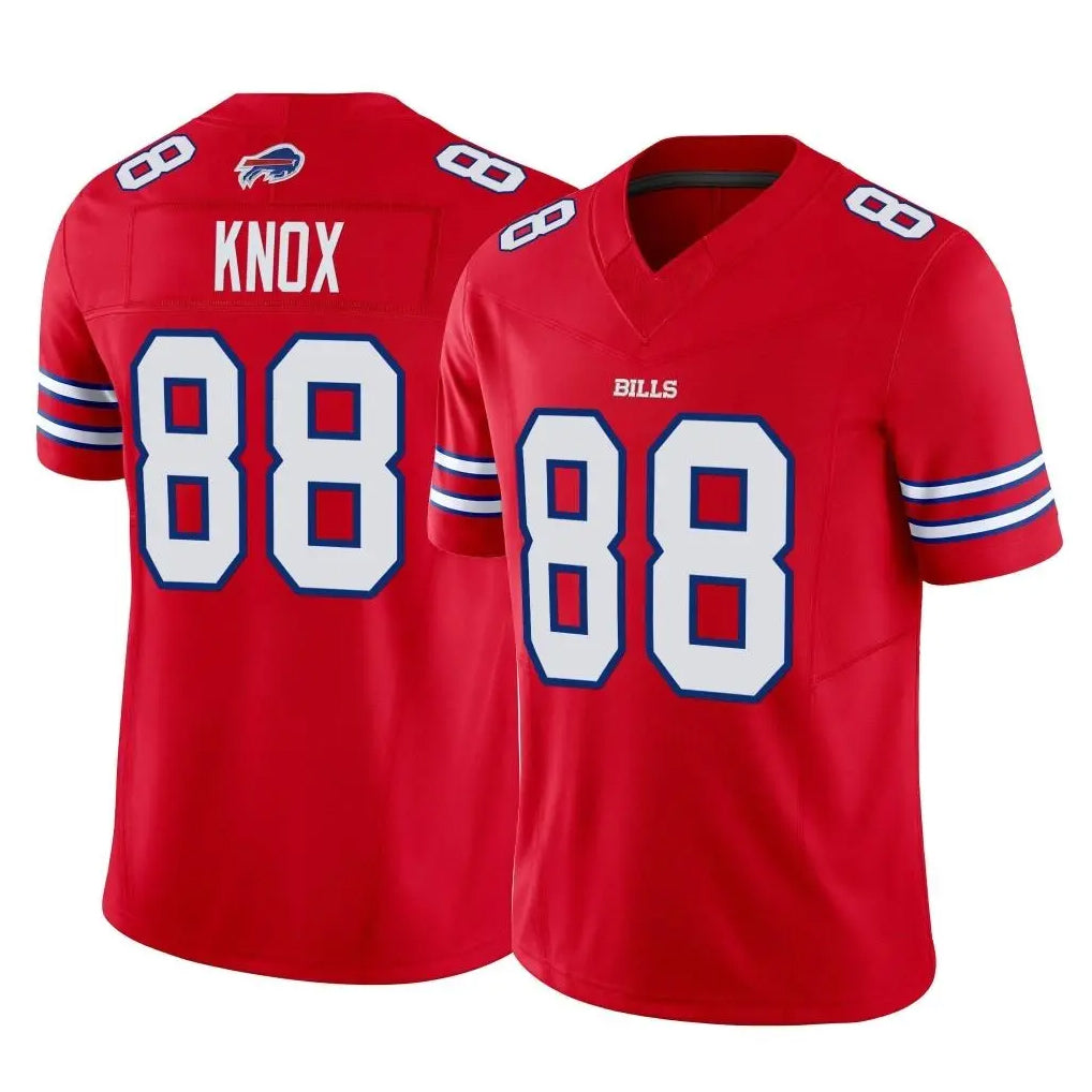 B.Bills #88 Dawson Knox Player Red Vapor F.U.S.E. Limited Home Game Ldoa Stitched Jerseys