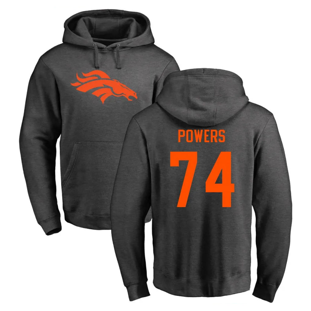 D.Broncos #74 Ben Powers Player Ash One Color Pullover Hoodie Limited Ldoa Stitched Jerseys