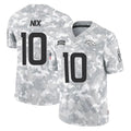 D.Broncos #10 Bo Nix Player Arctic Camo Salute To Service Limited Ldoa Stitched Jerseys