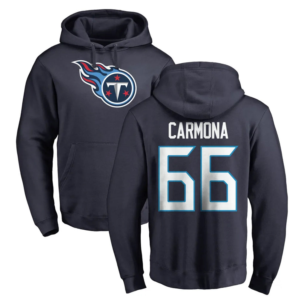 T.Titans #66 Fernando Carmona Jr. Player Navy Logo Pullover Hoodies Home Game Ldoa Stitched Jerseys
