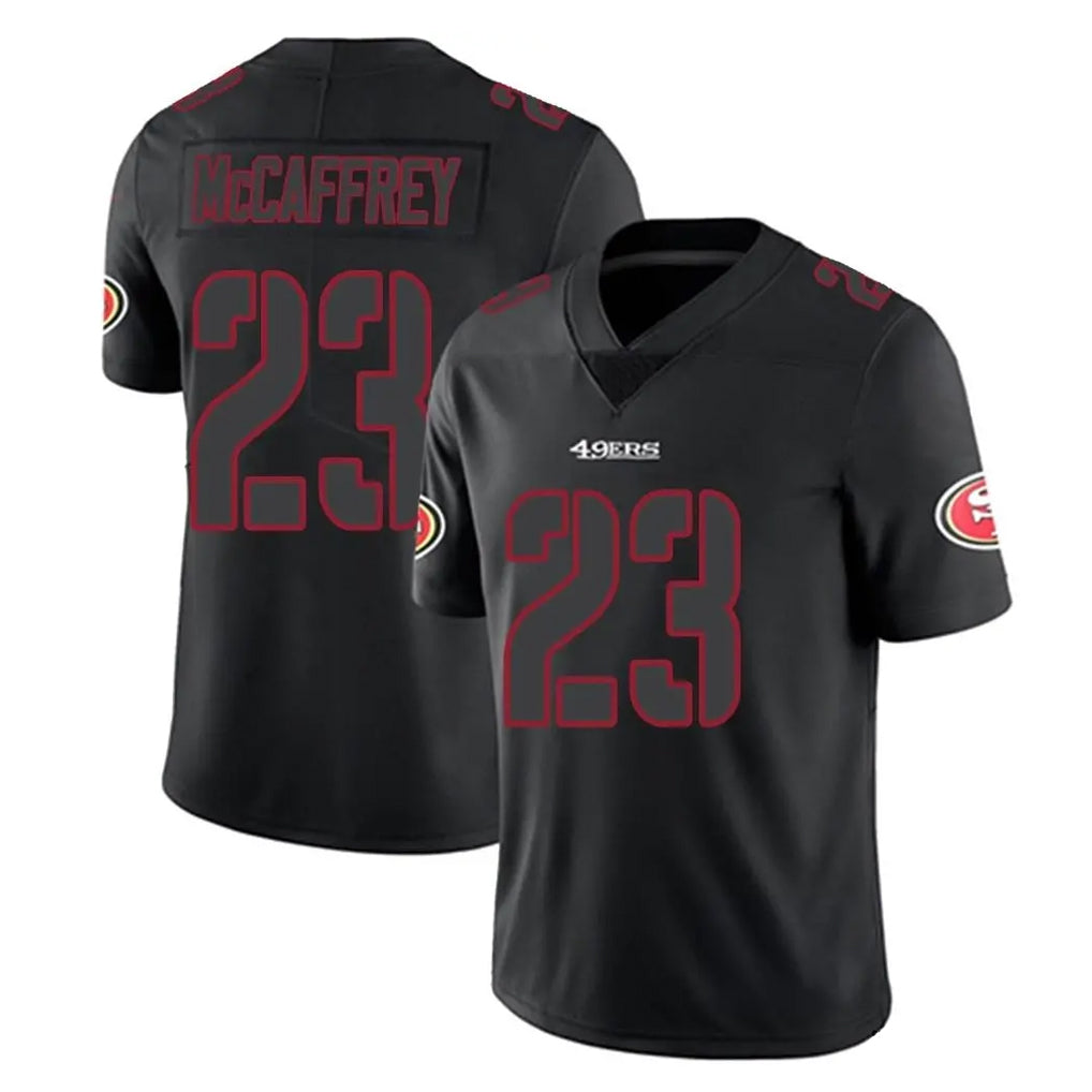 SF.49ers #23 Christian McCaffrey Player Black Impact Limited Home Game Ldoa Stitched Jerseys