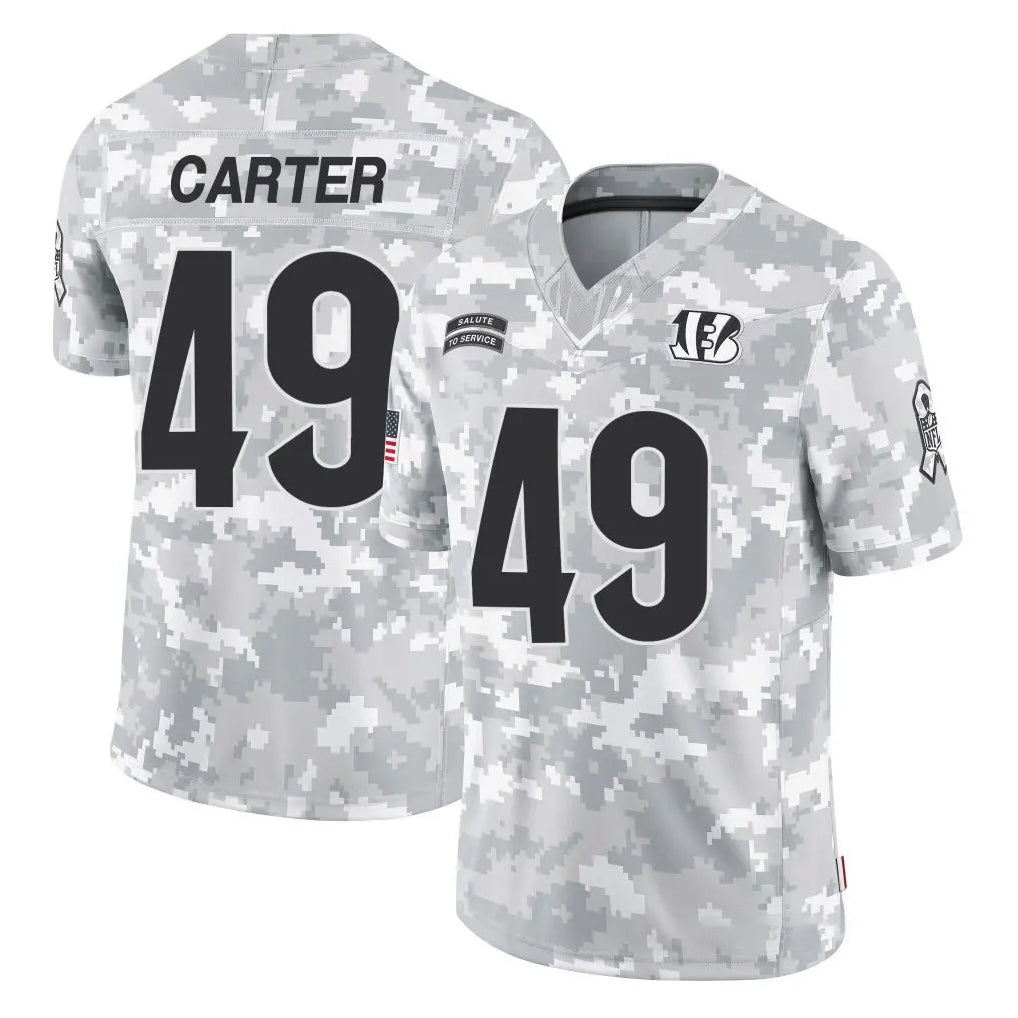 C.Bengals #49 Barrett Carter Player Arctic Camo Salute to Service Limited Ldoa Stitched Jerseys