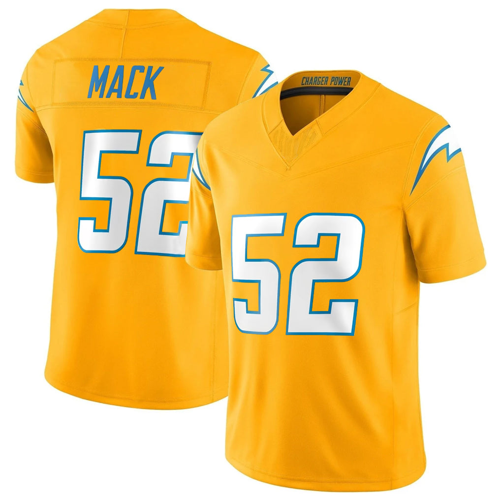 LA.Chargers #52 Khalil Mack Player Gold Limited Vapor F.U.S.E. Home Game Ldoa Stitched Jerseys