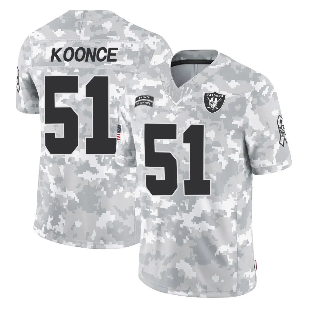 LV.Raiders #51 Malcolm Koonce Player Arctic Camo Salute To Service Limited Game Ldoa Stitched Jerseys