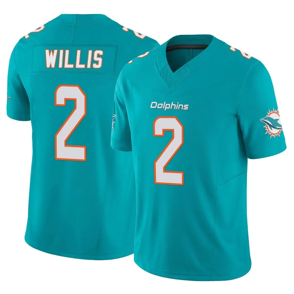 M.Dolphins #2 Malik Willis Player Aqua Limited Vapor F.U.S.E. Home Game Ldoa Stitched Jerseys