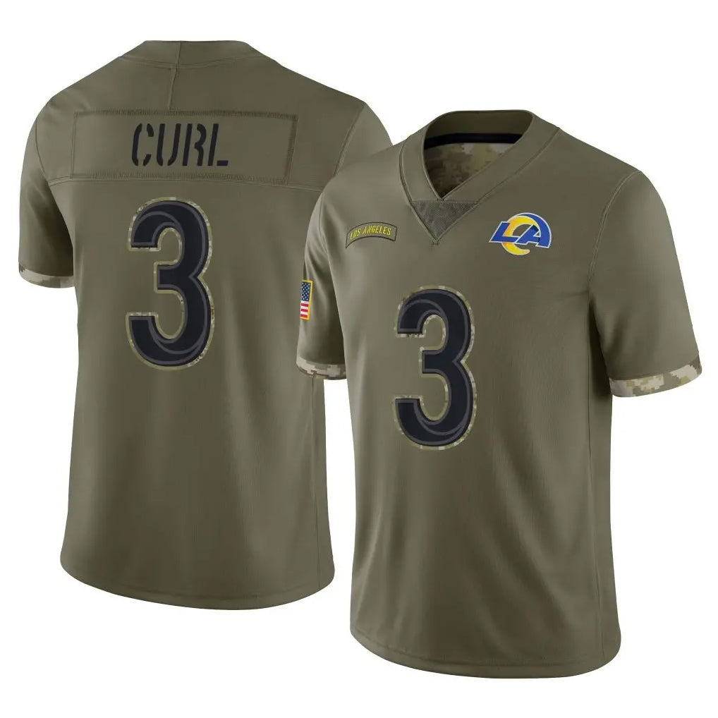 LA.Rams #3 Kam Curl Player Olive Salute To Service Limited Ldoa Stitched Jerseys