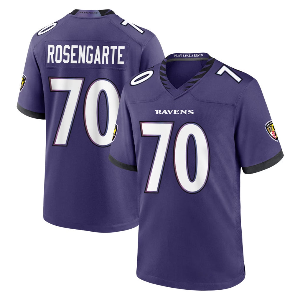 B.Ravens #70 Roger Rosengarten Player Purple Limited Home Game Ldoa Stitched Jerseys