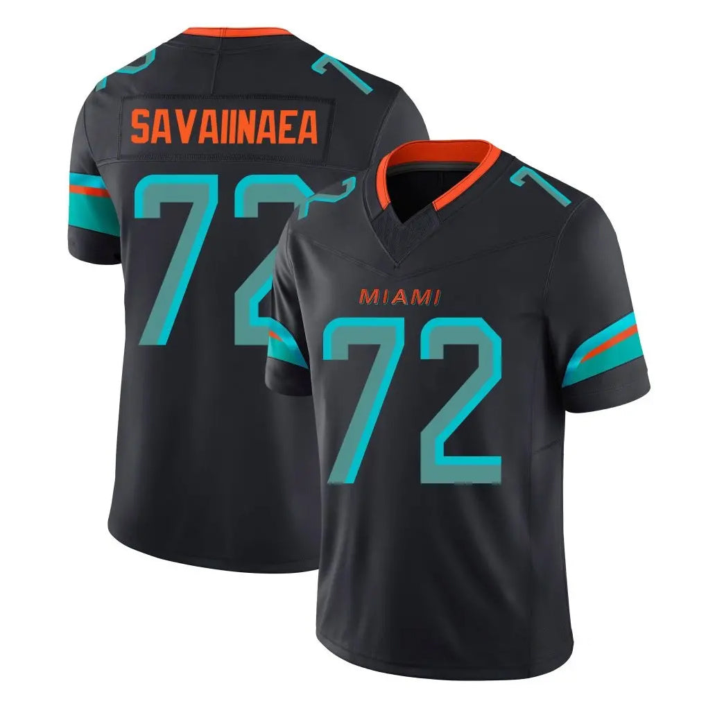 M.Dolphins #72 Jonah Savaiinaea Player Black Limited Pitch Rivalries Collection Home Game Ldoa Stitched Jerseys