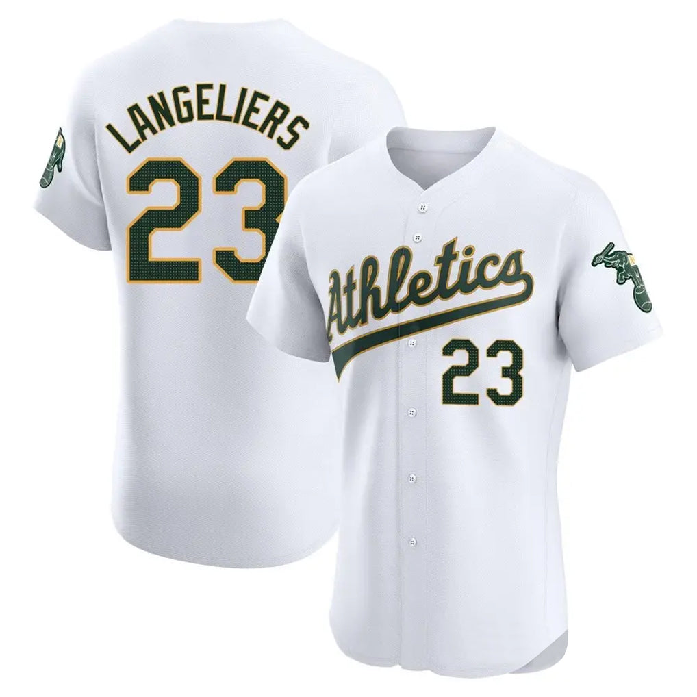 Athletics #23 Shea Langeliers Player White Limited Elite Home Game Ldoa Stitched Jerseys